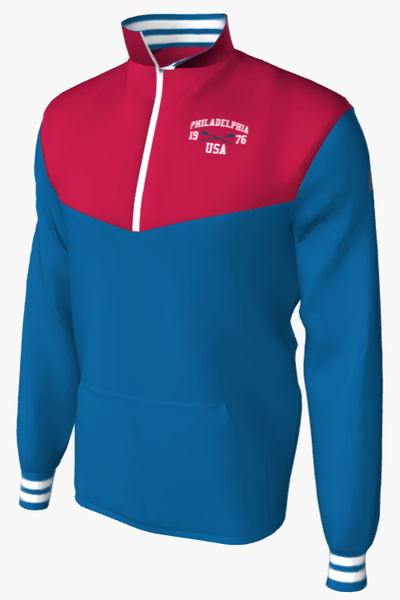 Blue Knit Cuff Youth's Mission Custom Half-Zip Windbreaker Pullover with Philadelphia rowing logo